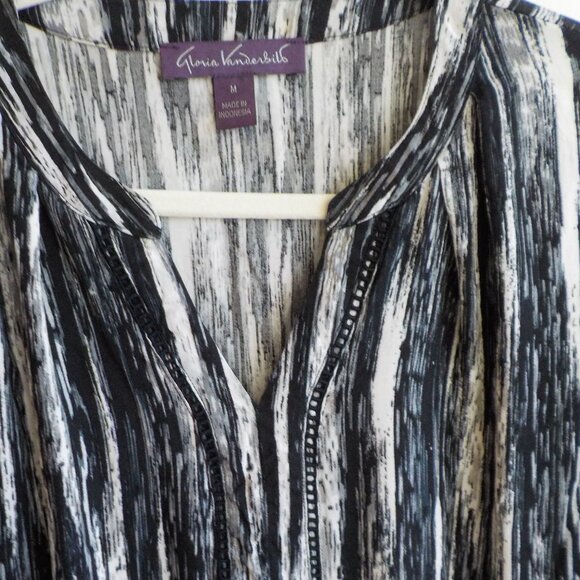 Gloria Vanderbilt Blouse - Medium - Black Grey White - (513) - Picture 2 of 6